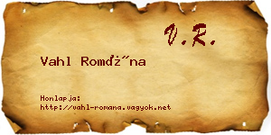 Vahl Romána névjegykártya